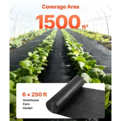 VEVOR Weed Barrier Fabric Heavy Duty, 6x250FT 5oz Landscape Fabric, Woven Weed Blocker Fabrics, Garden Fabrics Weeds Barrier, Weeds Control Ground Cover, Geotextile Webbing, Gardening Mat, Black