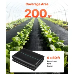 VEVOR Weed Barrier Fabric Heavy Duty, 2 Packs 4x50FT 3.2oz Weed Blocker Fabric, Woven Landscape Fabrics, Garden Fabrics Weeds Barrier, Weeds Control Ground Cover, Geotextile Webbing, Black