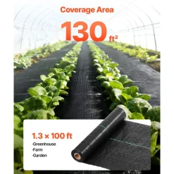 VEVOR Weed Barrier Fabric Heavy Duty, 1.3x100FT 3.2oz Landscape Fabric, Woven Weed Blocker Fabrics, Garden Fabrics Weeds Barrier, Weeds Control Ground Cover, Geotextile Webbing, Gardening Mat, Black