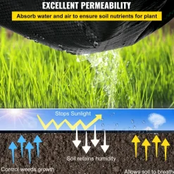 VEVOR Weed Barrier Landscape Fabric, 5 x 250 ft, 5 Oz Premium Woven Ground Cover Heavy Duty PP Material & Easy Setup, Single-Layer for Outdoor Garden, Lawn, Driveway, Black