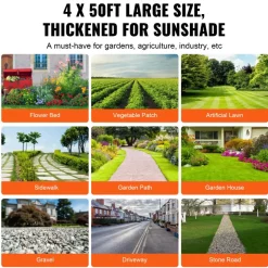 VEVOR Weed Barrier Landscape Fabric, 4*50FT Heavy Duty Garden Weed Fabric, Woven PP Weed Control Fabric, Driveway Fabric, Geotextile Fabric for Landscaping, Ground Cover, Weed Blocker Weed Mat, Black