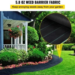 VEVOR Weed Barrier, 5.8oz Landscape Fabric, 4ft x 300ft Cover Mat Heavy Duty Woven Grass Control Geotextile for Garden, Patio, Black