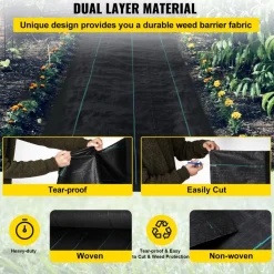 VEVOR Weed Barrier, 5.8oz Landscape Fabric, 3ft x 300ft Cover Mat Heavy Duty Woven Grass Control Geotextile for Garden, Patio, Black
