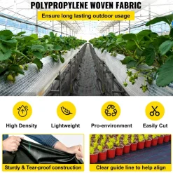 VEVOR Weed Control Fabric 6ft x 300ft - Geo Textile Fabric Heavy Duty - Woven Ground Cover for Commercial Greenhouse, Yard, Garden Barrier Cloth Blocker Mat