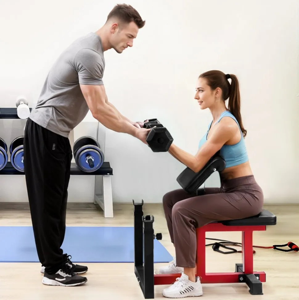 VEVOR Weight Bench with Leg Extension, Strength Training Benches, Max load 440 LBS Home Gym Bench Fitness Equipment, Seated Arm Isolated Barbell Dumbbell Bicep Station, Workout Bench for Home Gym
