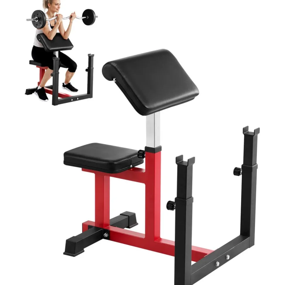 VEVOR Weight Bench with Leg Extension, Strength Training Benches, Max load 440 LBS Home Gym Bench Fitness Equipment, Seated Arm Isolated Barbell Dumbbell Bicep Station, Workout Bench for Home Gym