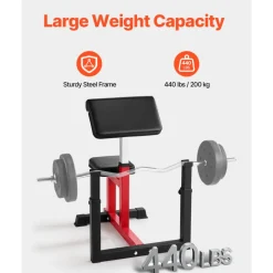 VEVOR Weight Bench with Leg Extension, Strength Training Benches, Max load 440 LBS Home Gym Bench Fitness Equipment, Seated Arm Isolated Barbell Dumbbell Bicep Station, Workout Bench for Home Gym