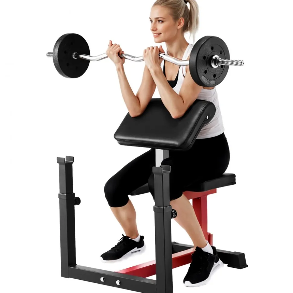 VEVOR Weight Bench with Leg Extension, Strength Training Benches, Max load 440 LBS Home Gym Bench Fitness Equipment, Seated Arm Isolated Barbell Dumbbell Bicep Station, Workout Bench for Home Gym