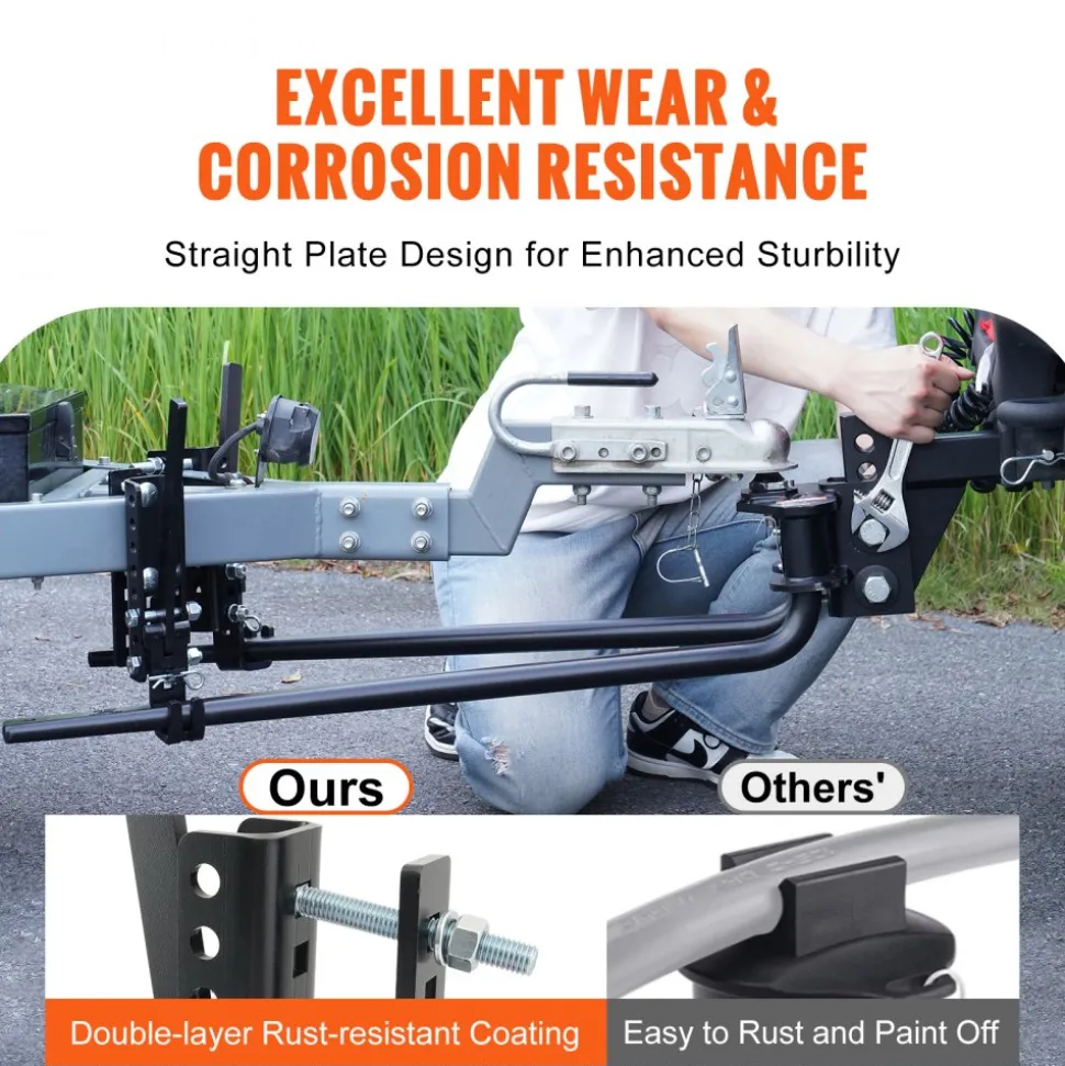VEVOR Weight Distribution Hitch, 1,500 lbs Weight Distributing Hitches Kit with Sway Control for Trailer, 2-In Solid Steel Shank, 2-5/16 in Alloy Steel Ball, Powder Coated Load Leveling Hitch, Black