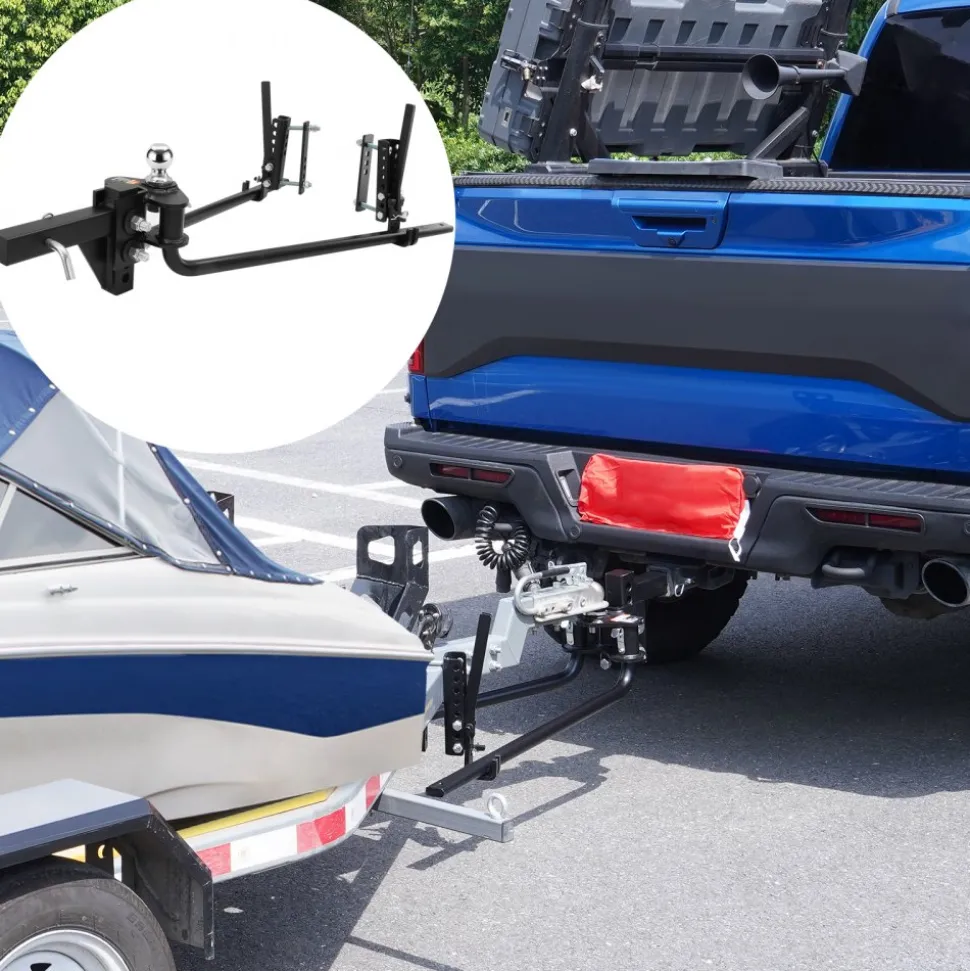 VEVOR Weight Distribution Hitch, 1,500 lbs Weight Distributing Hitches Kit with Sway Control for Trailer, 2-In Solid Steel Shank, 2-5/16 in Alloy Steel Ball, Powder Coated Load Leveling Hitch, Black