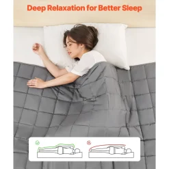 VEVOR Weighted Blanket, 25 lbs, 88 x 104 in King Size, Cooling Breathable Heavy Blanket with Glass Beads, All-Season Use, Suitable for 250-310 lbs Adults, Anxiety Stress Relief, Improve Sleep, Grey