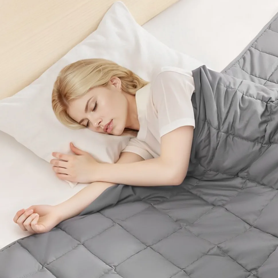 VEVOR Weighted Blanket, 25 lbs, 60 x 80 in Queen Size, Cooling Breathable Heavy Blanket with Glass Beads, All-Season Use, Suitable for 250-310 lbs Adults, Anxiety Stress Relief, Improve Sleep, Grey