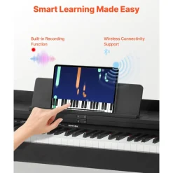 VEVOR Weighted Digital Piano, 88 Keys Fully Weighted, Electric Piano Keyboard with Furniture Stand, Power Adapter, Triple Pedal, 680 Tones, Support Wireless Connection, with Headphones, for Beginners