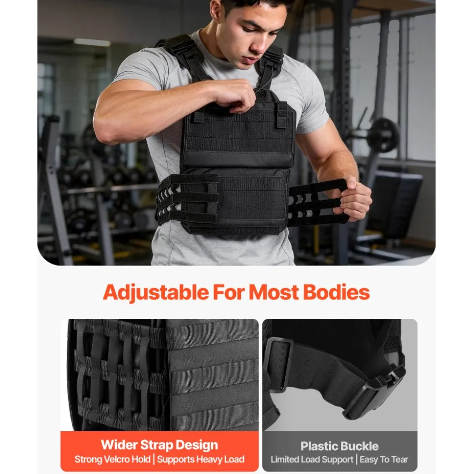 VEVOR Weighted Vest, Body Weight Vest with Shoulder Pad, and Reflective Stripe, Exercise Set for Men Women, Workout Equipment for Strength Training, Running, Jogging, Fitness, Muscle Building