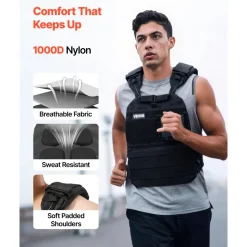 VEVOR Weighted Vest, Body Weight Vest with Shoulder Pad, and Reflective Stripe, Exercise Set for Men Women, Workout Equipment for Strength Training, Running, Jogging, Fitness, Muscle Building