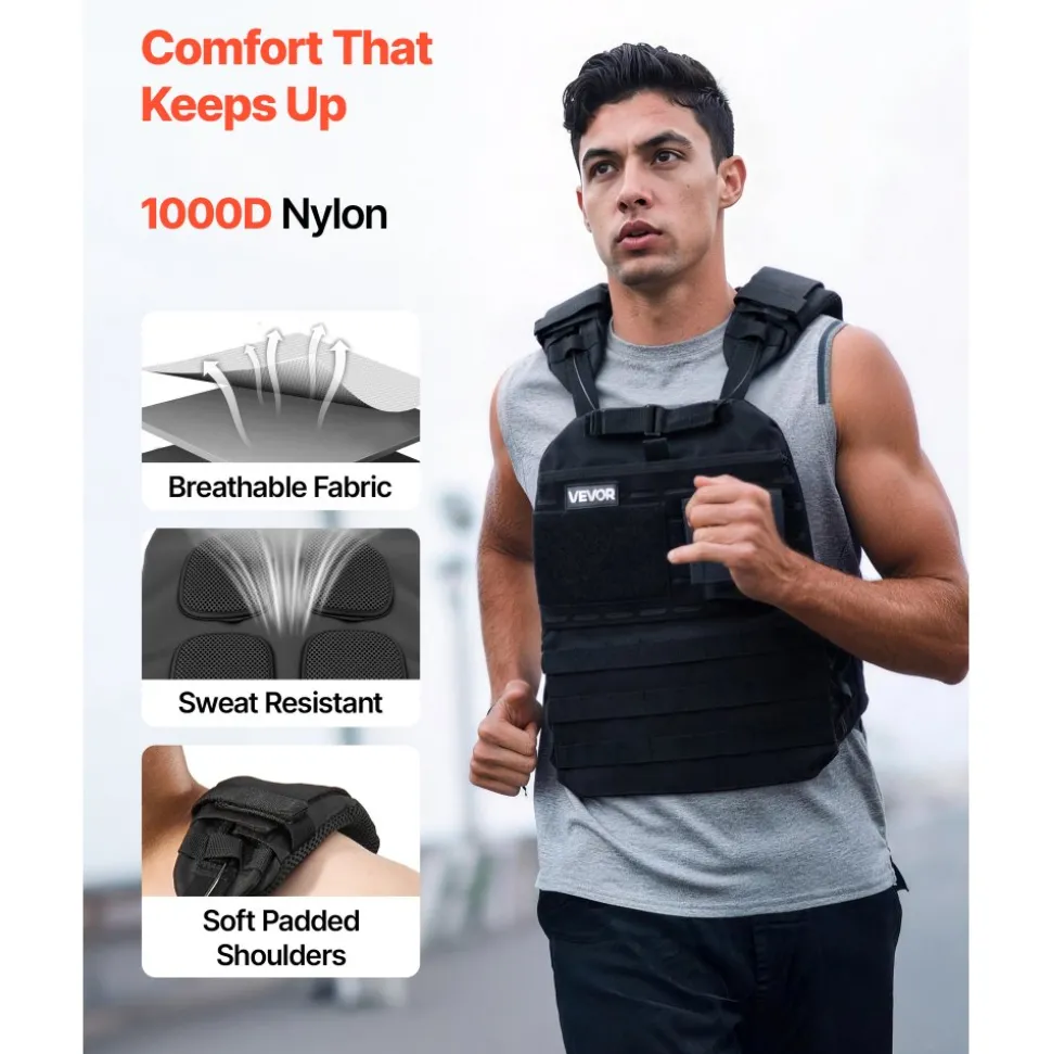 VEVOR Weighted Vest, Body Weight Vest with Shoulder Pad, and Reflective Stripe, Exercise Set for Men Women, Workout Equipment for Strength Training, Running, Jogging, Fitness, Muscle Building