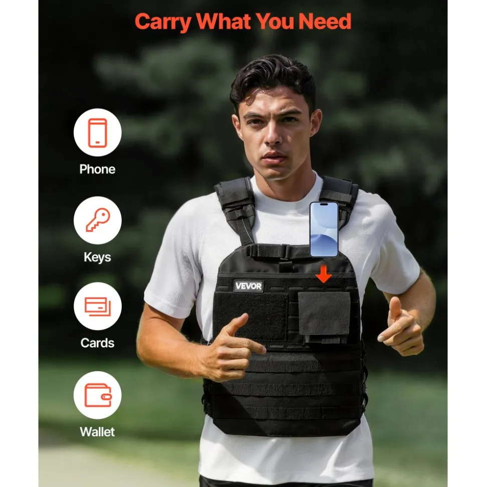VEVOR Weighted Vest, Body Weight Vest with Shoulder Pad, and Reflective Stripe, Exercise Set for Men Women, Workout Equipment for Strength Training, Running, Jogging, Fitness, Muscle Building