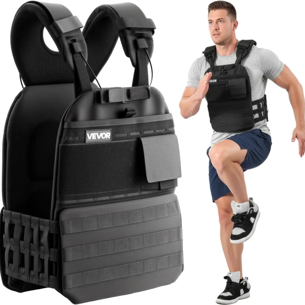 VEVOR Weighted Vest, Body Weight Vest with Shoulder Pad, and Reflective Stripe, Exercise Set for Men Women, Workout Equipment for Strength Training, Running, Jogging, Fitness, Muscle Building