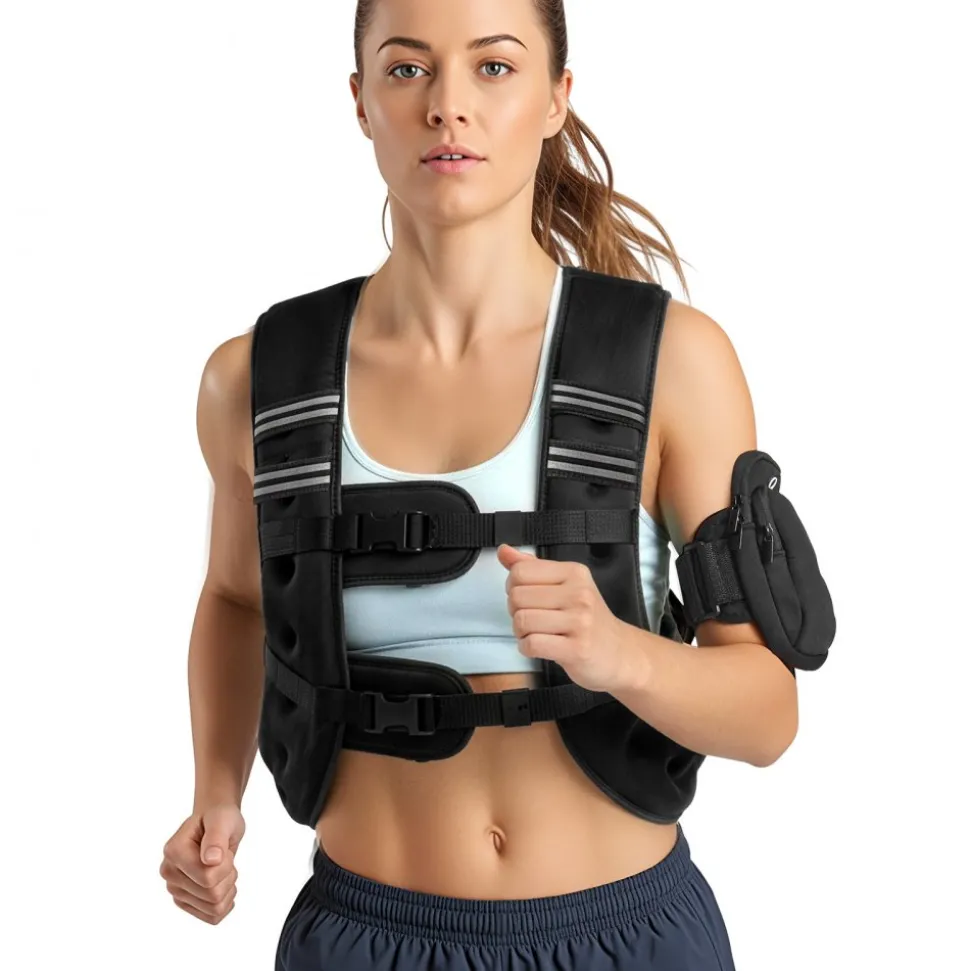 VEVOR Weighted Vest, 25 lbs Body Weight Vest for Men Women, with Reflective Stripe, Adjustable Buckle, Workout Equipment for Strength Training, Running, Jogging, Fitness, Muscle Building, Weight Loss