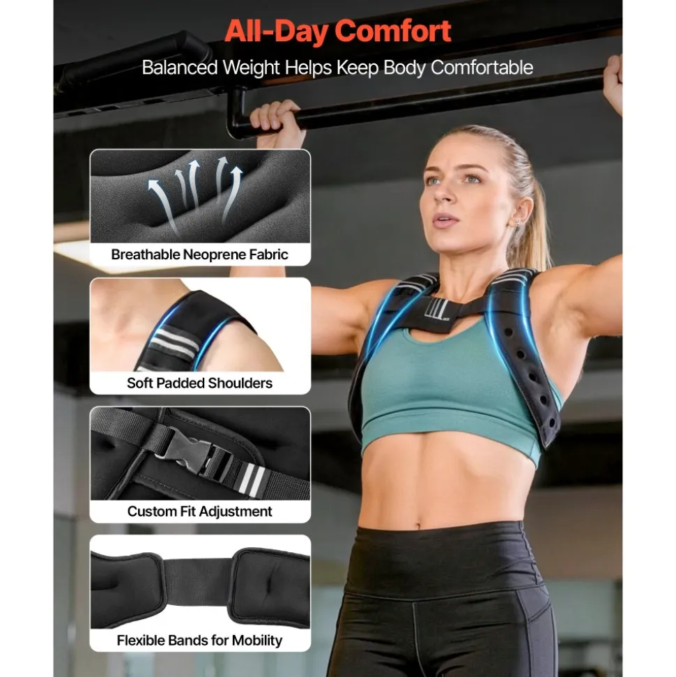 VEVOR Weighted Vest, 6 lbs Body Weight Vest for Men Women, with Reflective Stripe, Adjustable Buckle, Workout Equipment for Strength Training, Running, Jogging, Fitness, Muscle Building, Weight Loss