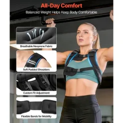 VEVOR Weighted Vest, 12 lbs Weight Vest with Reflective Stripe, Adjustable Buckle Body Weight Vest for Men Women, Workout Equipment for Strength Training, Running, Jogging, Fitness, and Weight Loss