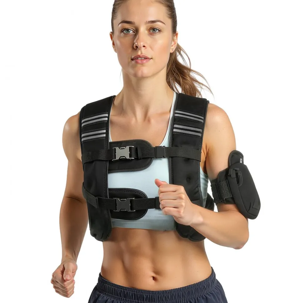 VEVOR Weighted Vest, 12 lbs Weight Vest with Reflective Stripe, Adjustable Buckle Body Weight Vest for Men Women, Workout Equipment for Strength Training, Running, Jogging, Fitness, and Weight Loss