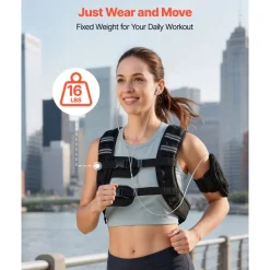 VEVOR Weighted Vest, 16 lbs Weight Vest with Reflective Stripe, Adjustable Buckle Body Weight Vest for Men Women, Workout Equipment for Strength Training, Running, Jogging, Fitness, and Weight Loss