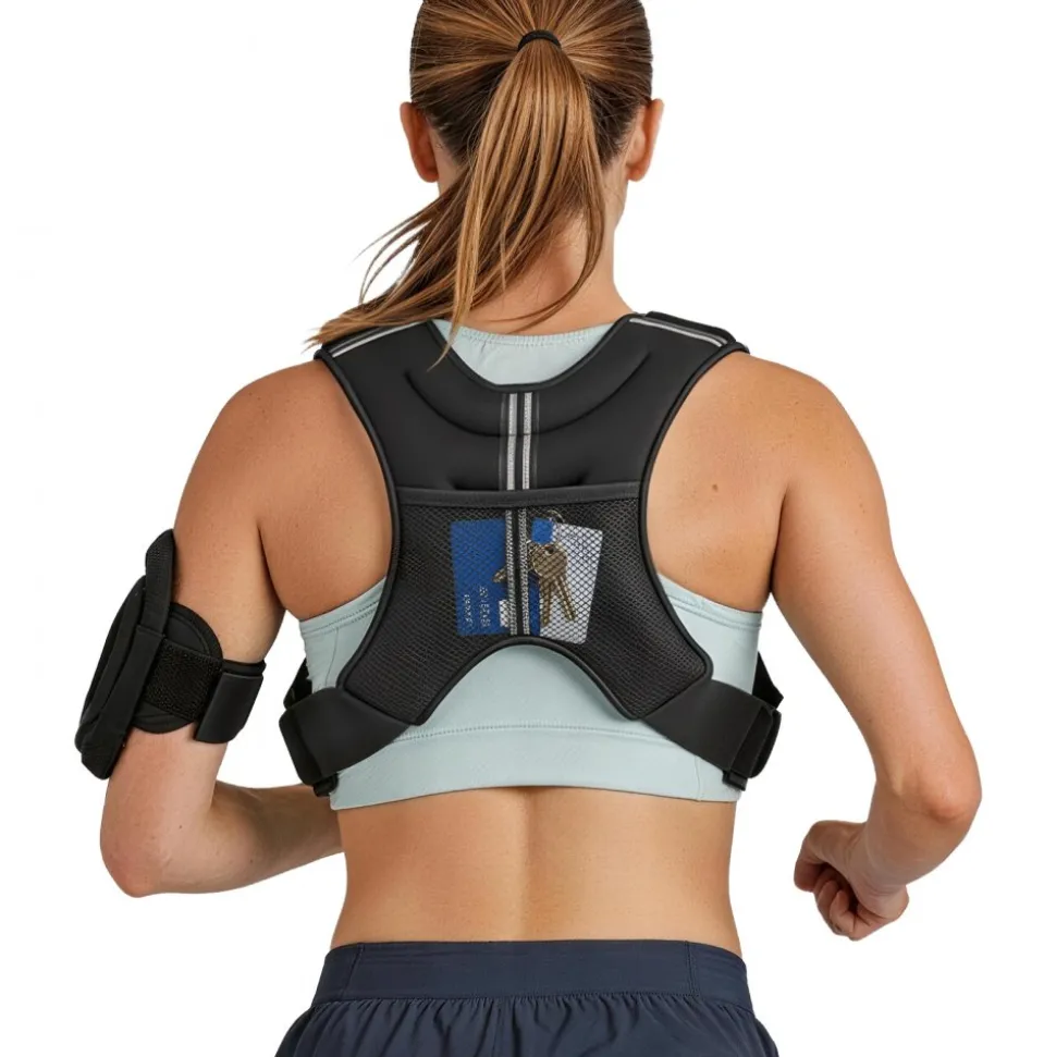 VEVOR Weighted Vest, 16 lbs Weight Vest with Reflective Stripe, Adjustable Buckle Body Weight Vest for Men Women, Workout Equipment for Strength Training, Running, Jogging, Fitness, and Weight Loss