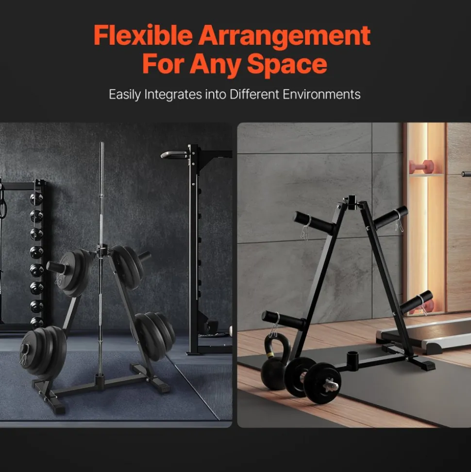 VEVOR Weight Plate Rack, A Frame Weight Plate Tree for 2-Inch Weight Plates, Standard Weight Plate Tree, 300 lbs Load Capacity Weight Storage Holder, Home Gym Barbell Rack Storage Stand, Black