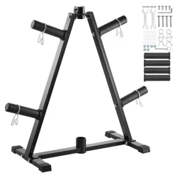 VEVOR Weight Plate Rack, A Frame Weight Plate Tree for 2-Inch Weight Plates, Standard Weight Plate Tree, 300 lbs Load Capacity Weight Storage Holder, Home Gym Barbell Rack Storage Stand, Black