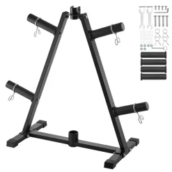 VEVOR Weight Plate Rack, A Frame Weight Plate Tree for 2-Inch Weight Plates, Standard Weight Plate Tree, 300 lbs Load Capacity Weight Storage Holder, Home Gym Barbell Rack Storage Stand, Black