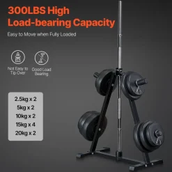 VEVOR Weight Plate Rack, A Frame Weight Plate Tree for 2-Inch Weight Plates, Standard Weight Plate Tree, 300 lbs Load Capacity Weight Storage Holder, Home Gym Barbell Rack Storage Stand, Black