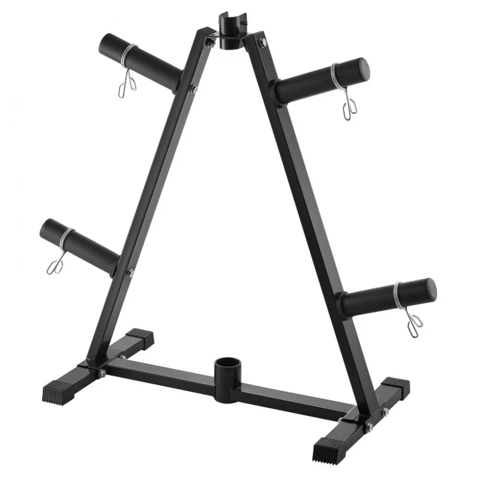 VEVOR Weight Plate Rack, A Frame Weight Plate Tree for 2-Inch Weight Plates, Standard Weight Plate Tree, 300 lbs Load Capacity Weight Storage Holder, Home Gym Barbell Rack Storage Stand, Black