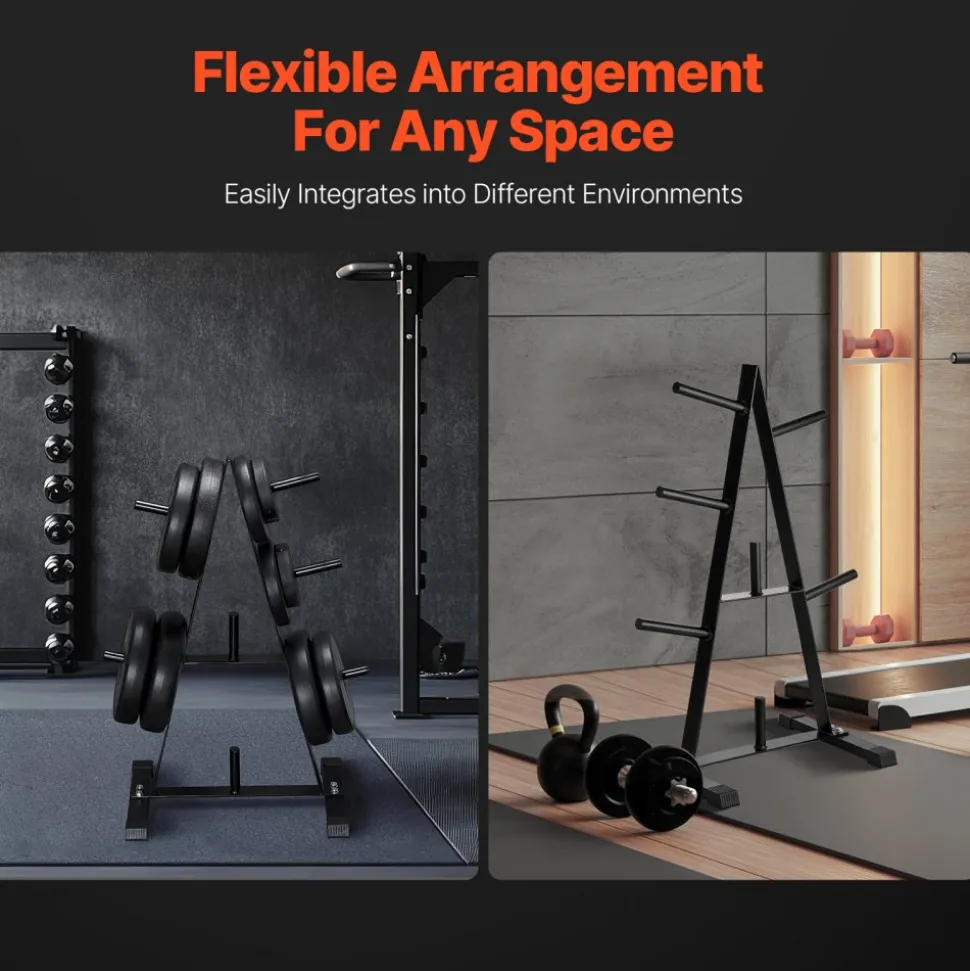 VEVOR Weight Plate Rack, A Frame Weight Plate Tree for 1-Inch Weight Plates, Standard Weight Plate Tree, 500 lbs Load Capacity Weight Storage Holder, Home Gym Barbell Rack Storage Stand, Black