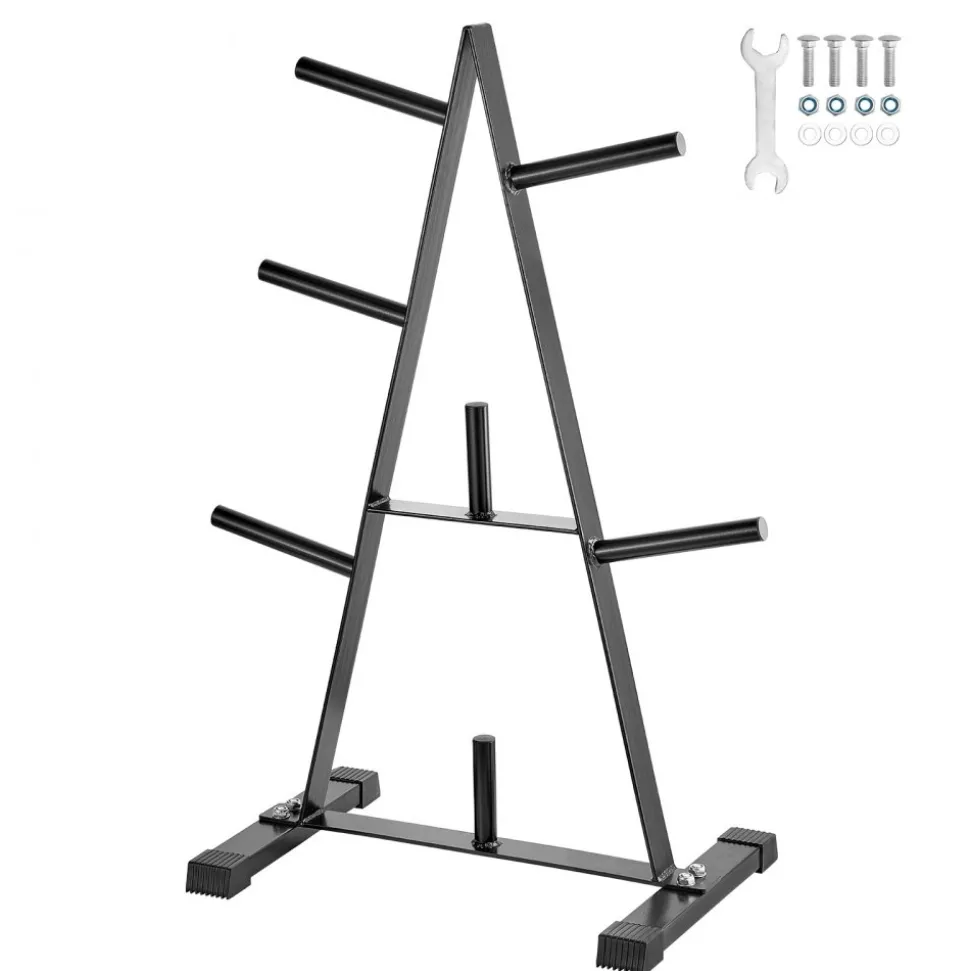 VEVOR Weight Plate Rack, A Frame Weight Plate Tree for 1-Inch Weight Plates, Standard Weight Plate Tree, 500 lbs Load Capacity Weight Storage Holder, Home Gym Barbell Rack Storage Stand, Black