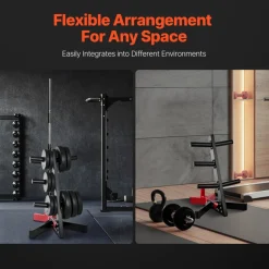 VEVOR Weight Plate Rack, L Frame Weight Plate Tree for 2-Inch Weight Plates, Standard Weight Plate Tree, 500 lbs Load Capacity Weight Storage Holder, Home Gym Barbell Rack Storage Stand, Black & Red
