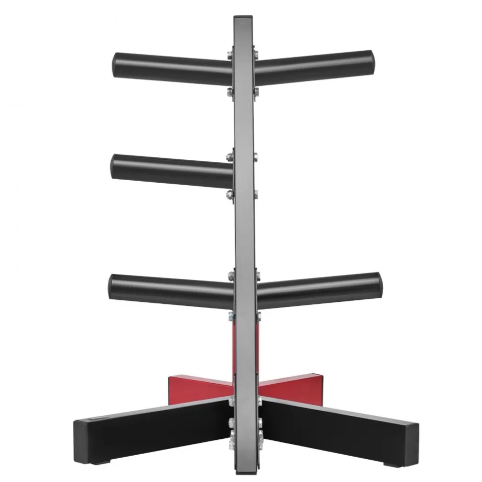VEVOR Weight Plate Rack, L Frame Weight Plate Tree for 2-Inch Weight Plates, Standard Weight Plate Tree, 500 lbs Load Capacity Weight Storage Holder, Home Gym Barbell Rack Storage Stand, Black & Red