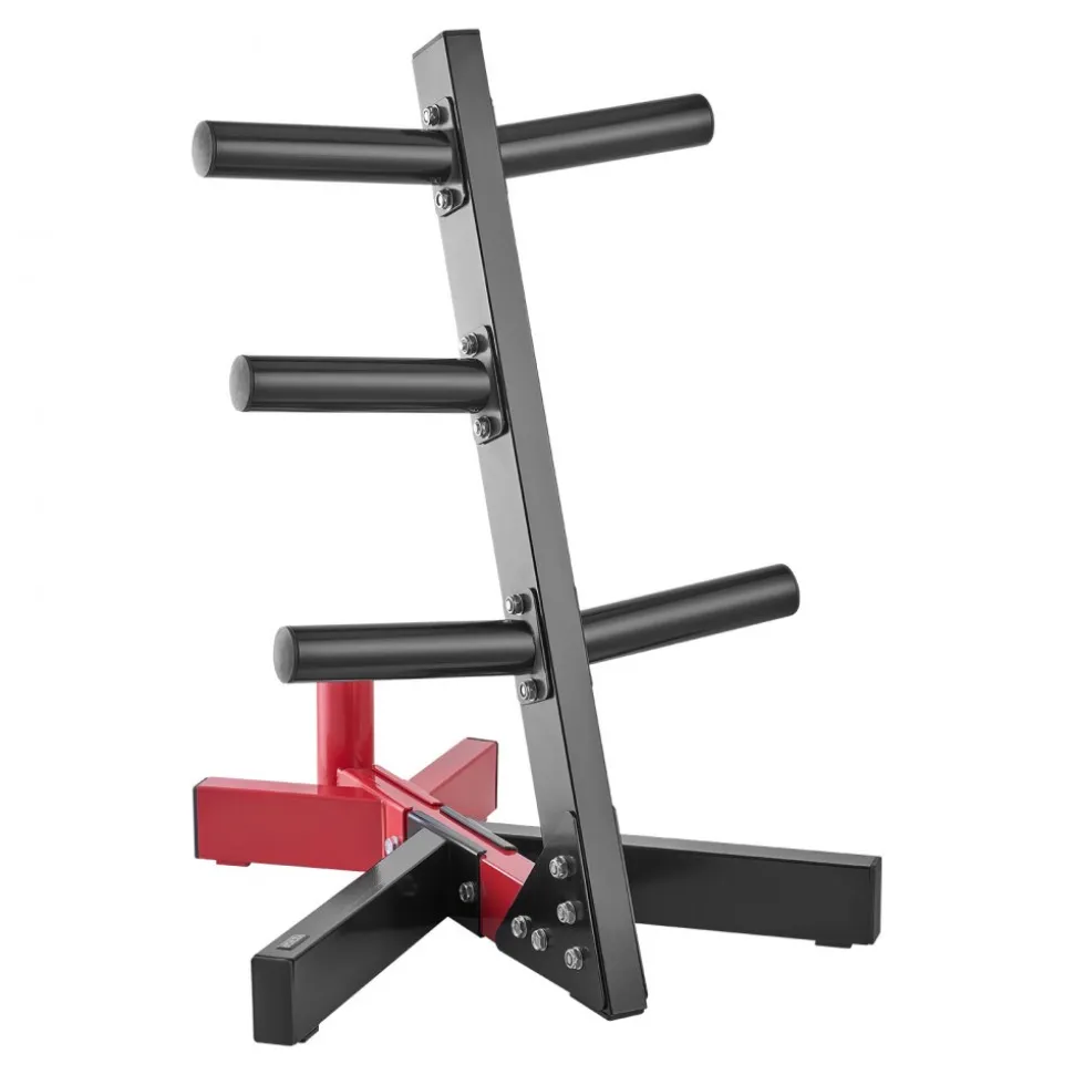 VEVOR Weight Plate Rack, L Frame Weight Plate Tree for 2-Inch Weight Plates, Standard Weight Plate Tree, 500 lbs Load Capacity Weight Storage Holder, Home Gym Barbell Rack Storage Stand, Black & Red