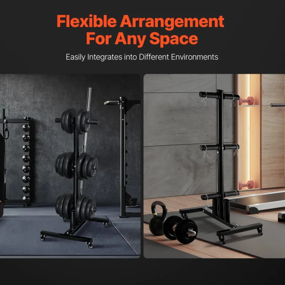 VEVOR Weight Plate Rack, Vertical Weight Plate Tree for 2-Inch Weight Plates, Standard Weight Plate Tree with Wheels, 1000 lbs Load Capacity Weight Storage Holder, Home Gym Barbell Rack Storage Stand