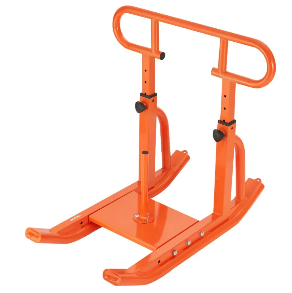 VEVOR Weight Sled, Steel Power Sled, Fitness Training Sleds for Athletic Exercise Speed Improvement, Workout Equipment with Adjustable Height Handle, Compatible with 1/2 in Weight Plates, Orange