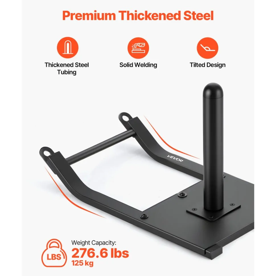 VEVOR Weight Sled, Steel Power Sled, Fitness Strength Training Sleds for Athletic Exercise Speed Improvement, Workout Fitness Equipment with Harness, Compatible with 1/2 in Weight Plates, Black
