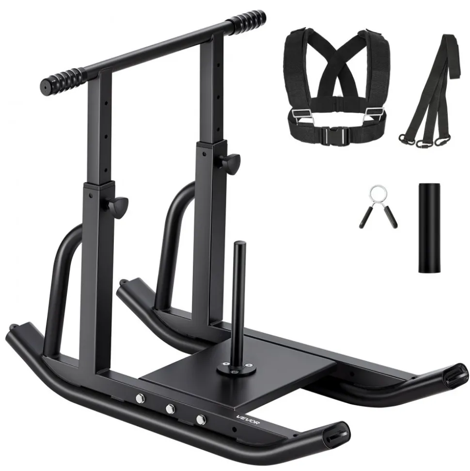 VEVOR Weight Sled, Steel Power Sled, Fitness Training Sleds for Athletic Exercise Speed Improvement, Workout Equipment with Adjustable Height Handle, Compatible with 1/2 in Weight Plates, Black