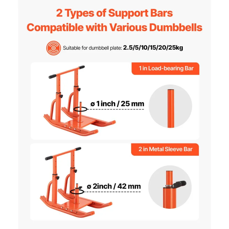 VEVOR Weight Sled, Steel Power Sled, Fitness Training Sleds for Athletic Exercise Speed Improvement, Workout Equipment with Adjustable Height Handle, Compatible with 1/2 in Weight Plates, Orange