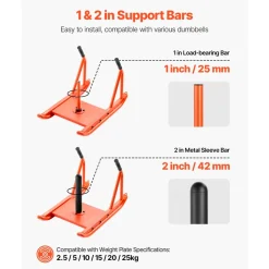 VEVOR Weight Sled, Steel Power Sled, Fitness Strength Training Sleds for Athletic Exercise Speed Improvement, Workout Fitness Equipment with Handle, Compatible with 1/2 in Weight Plates, Orange