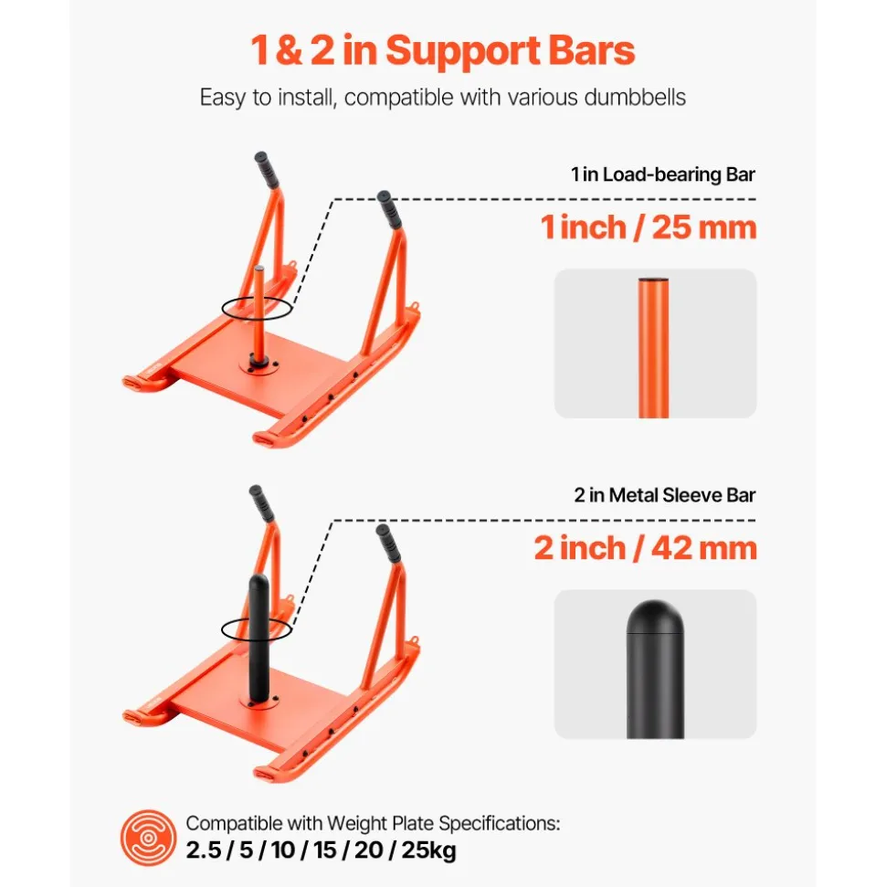 VEVOR Weight Sled, Steel Power Sled, Fitness Strength Training Sleds for Athletic Exercise Speed Improvement, Workout Fitness Equipment with Handle, Compatible with 1/2 in Weight Plates, Orange