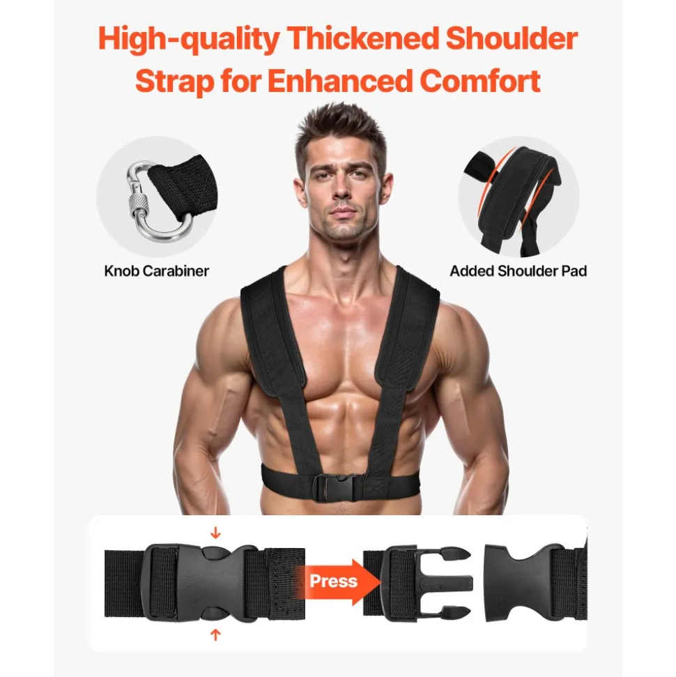 VEVOR Weight Sled, Steel Power Sled, Fitness Strength Training Sleds for Athletic Exercise Speed Improvement, Workout Fitness Equipment with Handle, Compatible with 1/2 in Weight Plates, Orange