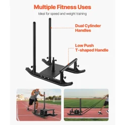 VEVOR Weight Sled, Steel Power Sled, Fitness Strength Training Sleds for Athletic Exercise Speed Improvement, Workout Fitness Equipment with Handle, Compatible with 1/2 in Weight Plates, Black