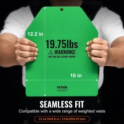 VEVOR Weight Vest Plates, 19.75 LB Pairs, Premium Steel Weighted plates, Contoured Ergonomic Fit – WODs, Additional Weight for Weight Vests, for Strength Training, Running, Fitness, Heavy Workouts