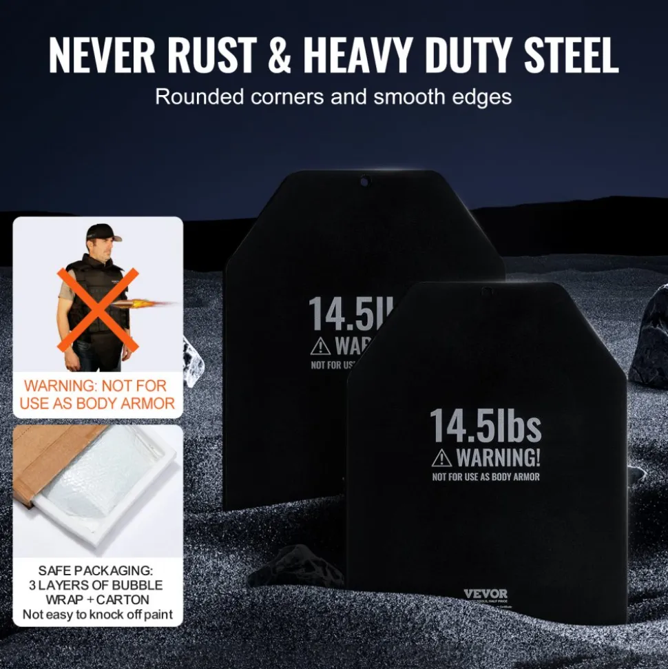 VEVOR Weight Vest Plates, 14.5 LB Pairs, Premium Steel Weighted plates, Contoured Ergonomic Fit – WODs, Additional Weight for Weight Vests, for Strength Training, Running, Fitness, Heavy Workouts