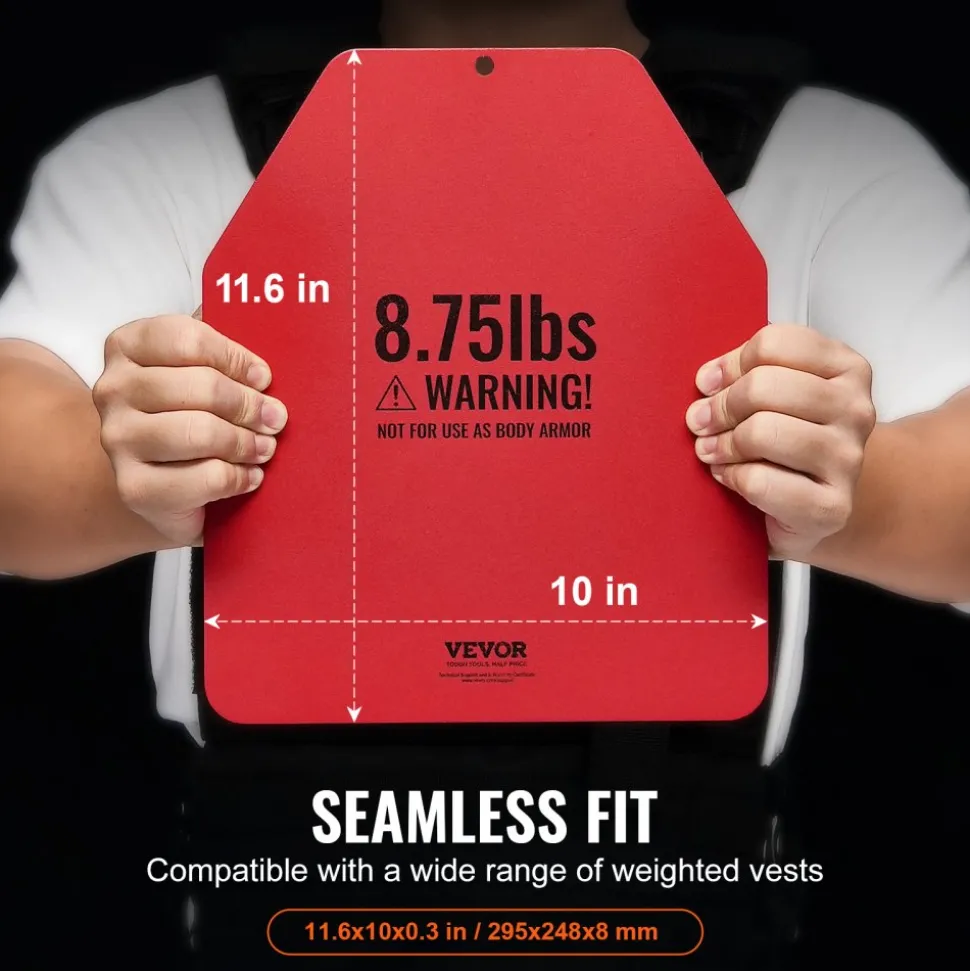 VEVOR Weight Vest Plates, 8.75 LB Pairs, Premium Steel Weighted plates, Contoured Ergonomic Fit – WODs, Additional Weight for Weight Vests, for Strength Training, Running, Fitness, Heavy Workouts